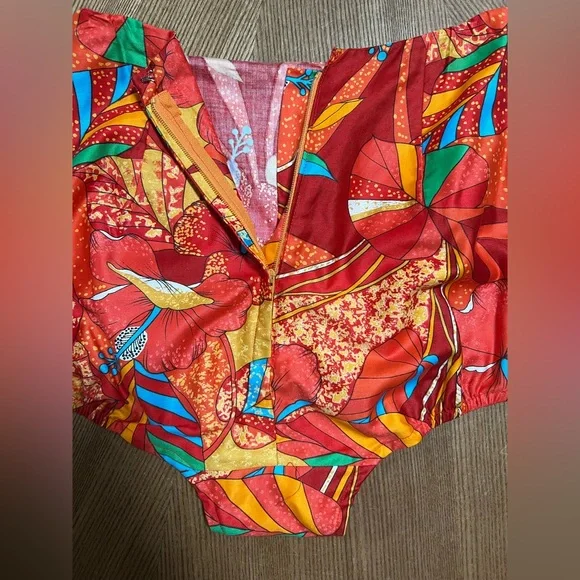 VINTAGE NWT 1960’s Swimsuit Paradise Hawaii Bikini Red Tropical Print - Picture 5 of 13